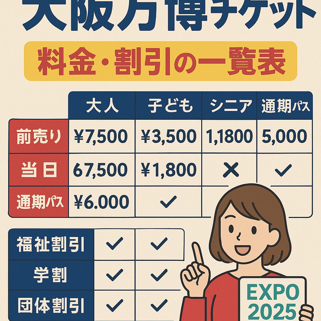 大阪万博チケット料金ガイド：大人・子ども・シニア・団体・学生などを一覧比較！